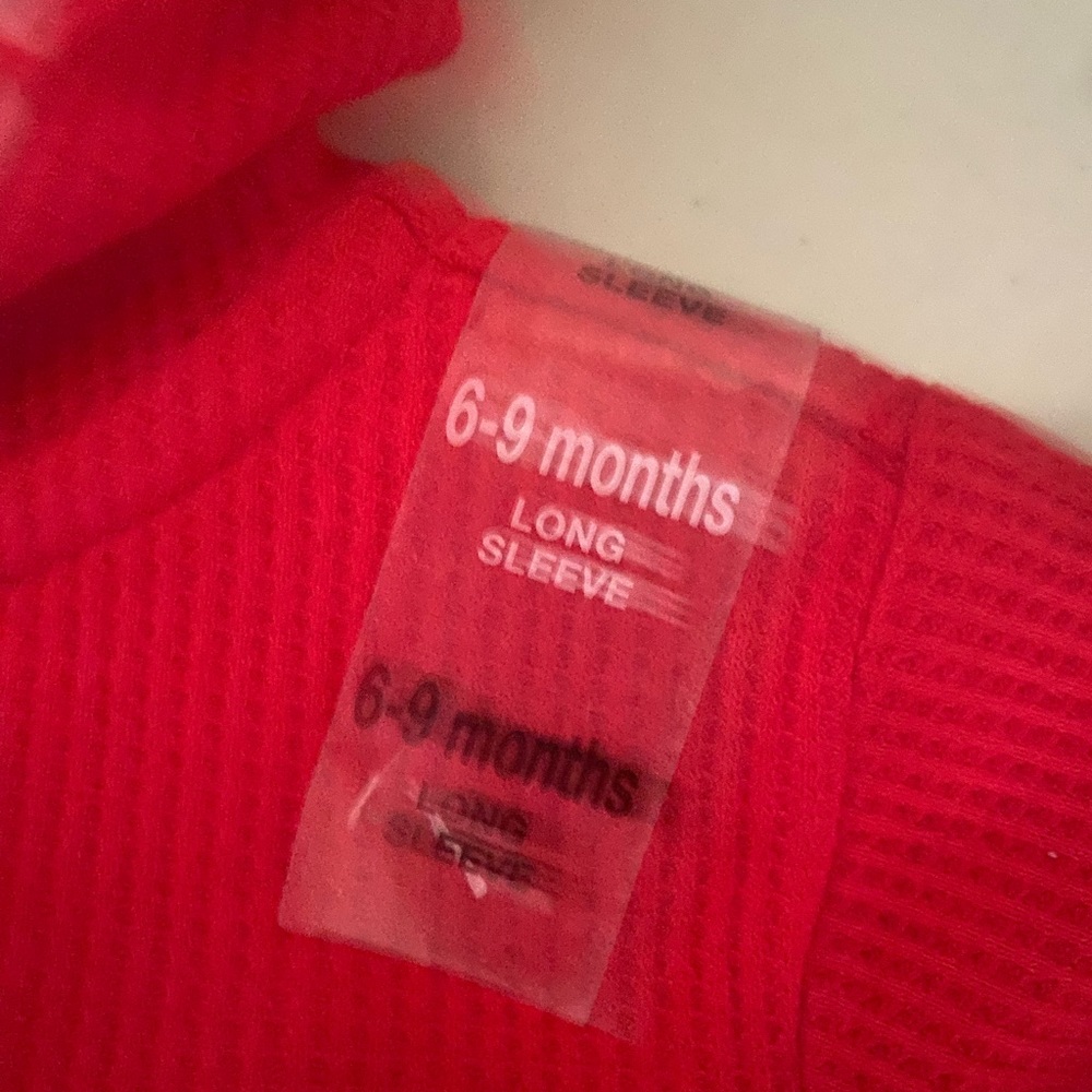 NWT  Red Waffle Knit Hoodie 2 Front Pockets Button Front 6-9M First Impressions - Picture 5 of 11